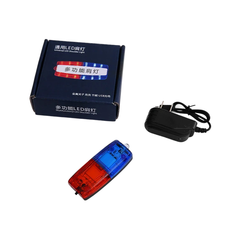 Red And Blue Charging Shoulder Clip Shoulder Light Shoulder Flash Light Property Sanitation Flash Light LED Flash Shoulder Light Waterproof